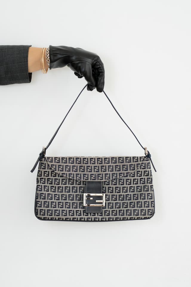 Zucchino Double Flap Baguette Bag Navy